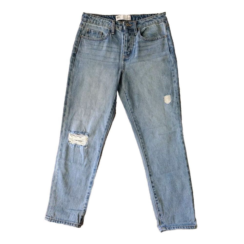 RSQ Jeans Women Size 3/26w Blue Distressed Button Fly Light Wash Boyfriend